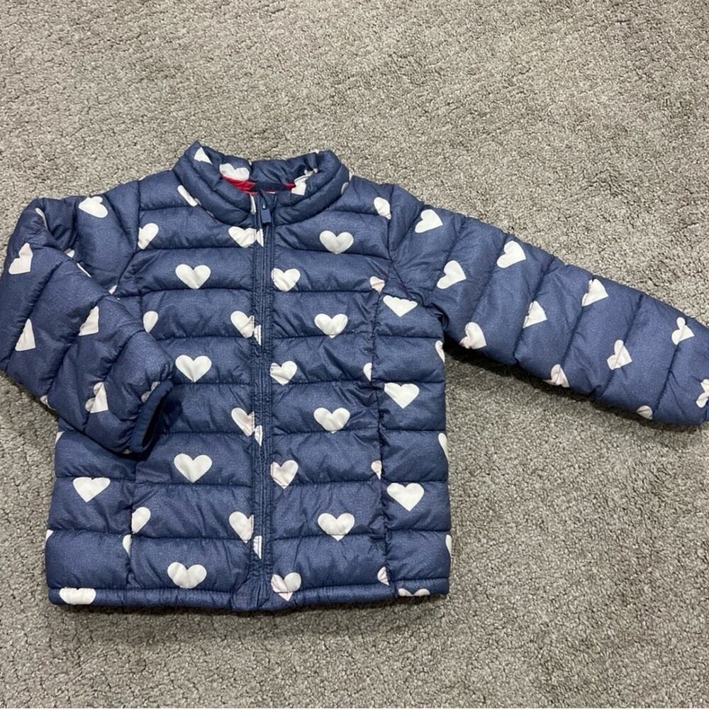Baby Gap Blue Heart Puffer Jacket Coat 3Y 3T